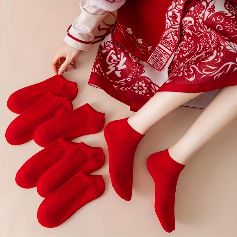 2 pares/set de calcetines de moda para mujer para Festival, calcetines rojos  cómodos hasta la rodilla para todas las estaciones, Moda de Mujer