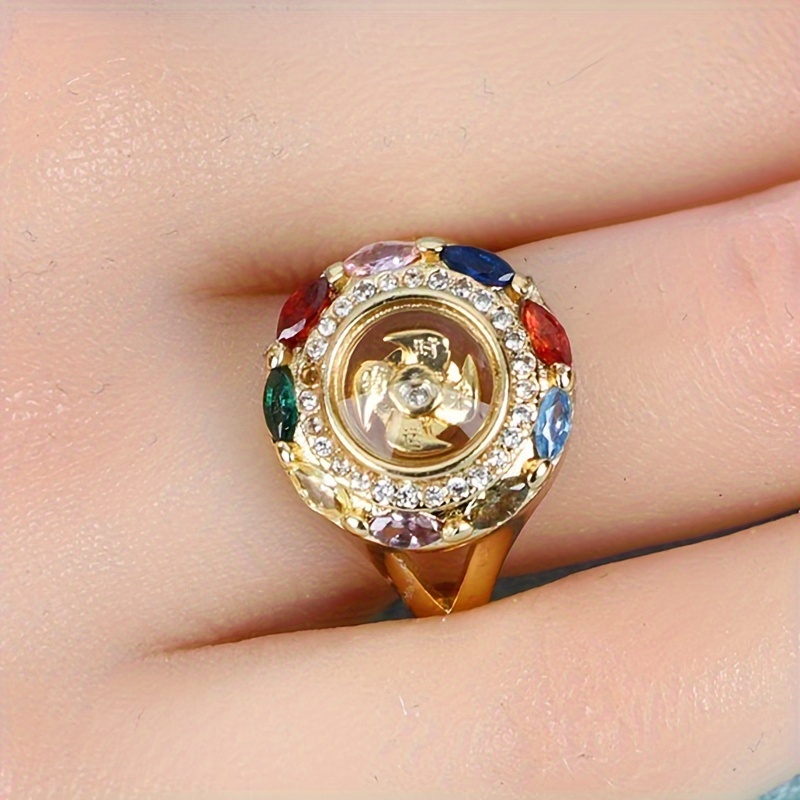 Gold Plated Women's Lucky Charm Symbols Ring Anillo de Suerte