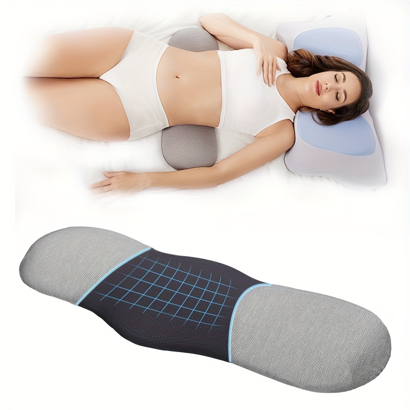 Cooling Knee Pillow for Side Sleepers, Gel Memory Foam Leg Pillows for Sleeping with Ice Silk Cover and Strap, Knee Pillow for Back Hip Pain, Spine