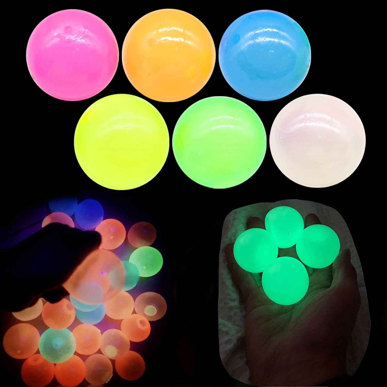 LED Jouets,Boule collante lumineuse à jeter au plafond, bulles