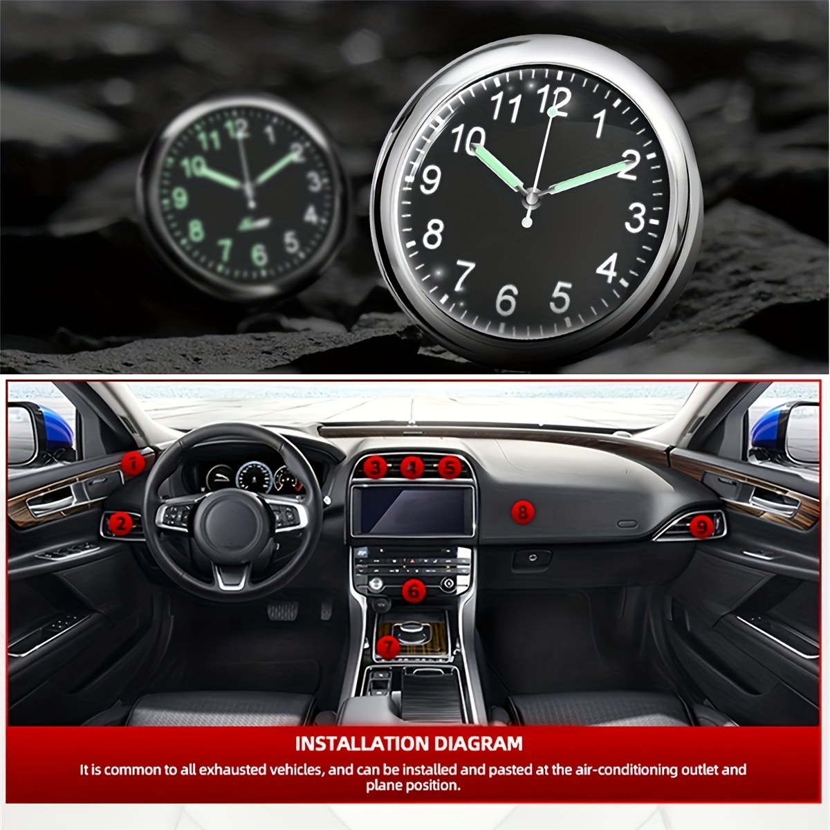  Reloj de temperatura para automóvil, universal, para tablero de  instrumentos con pantalla LCD, medidor de temperatura ajustable, termómetro  y voltímetro (color rojo azul) : Automotriz