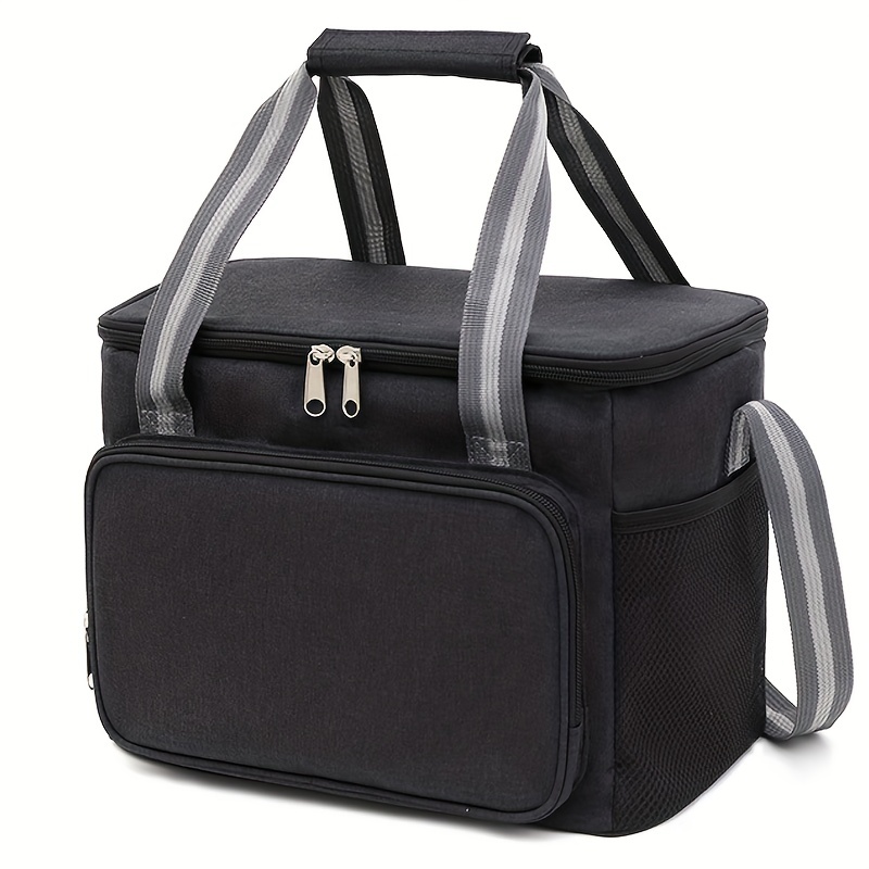 Men's Work Lunch Box Insulated large lunch bag Leak-free Adult women's lunch  Box Cooler Travel Beach Picnic Office, black 