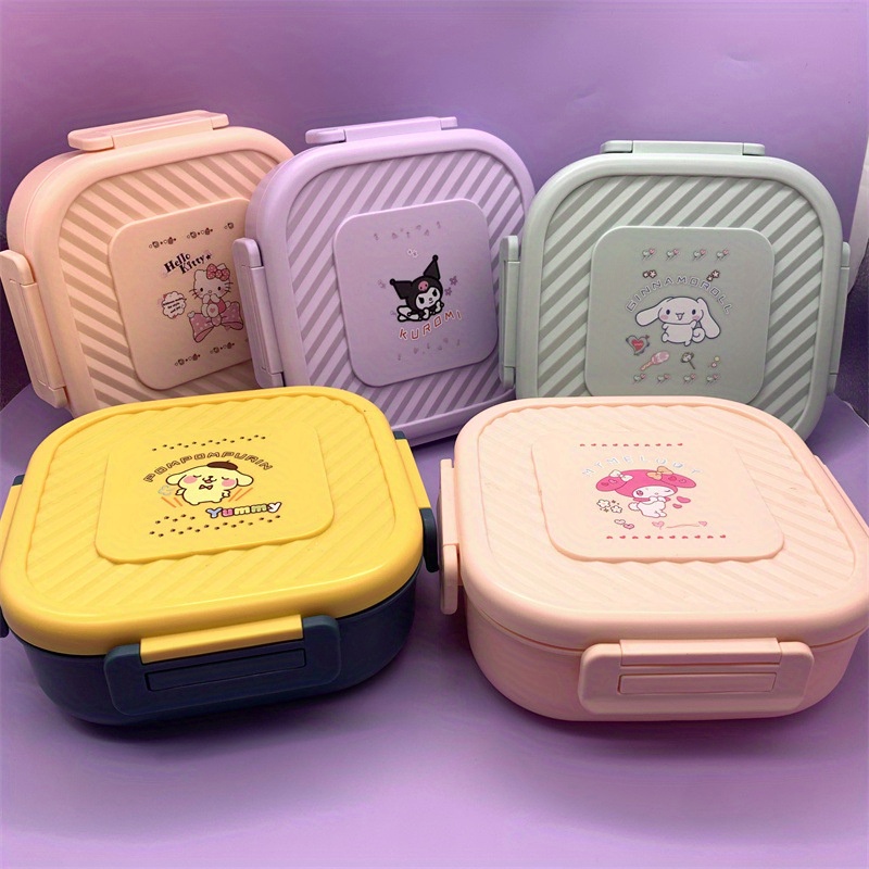 Cartoon Sanrio Hello Kitty Three Compartment Lunch Box My Melody Kuromi  Portable Lunch Box Student Compartment With Tableware - AliExpress