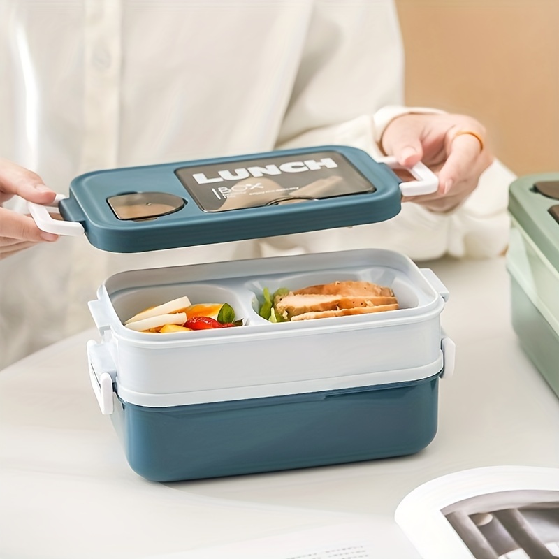 Microwaveable Double layer Compartment Lunch Box With Fork - Temu