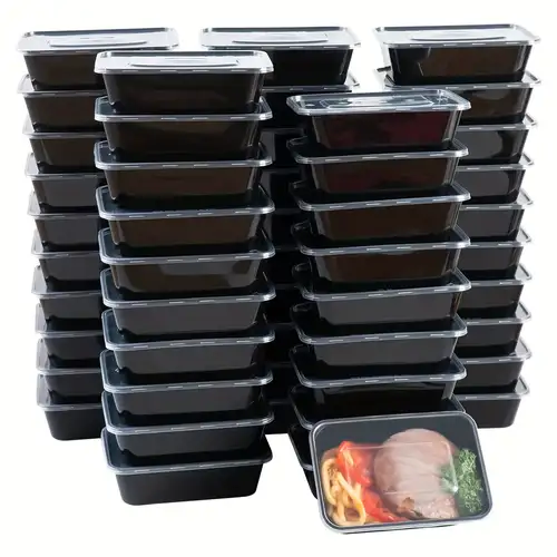 50 Count] 16 oz Black Plastic Meal Prep Containers with Lids - Round Food  Storage Container Microwave Safe - BPA-Free, Stackable, Reusable, Dishwasher,  Freezer Safe, Disposable 