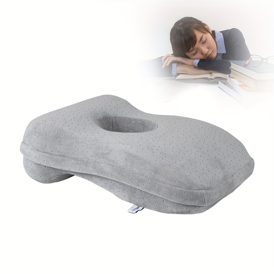 Almohada de viaje inflable, almohada para el cuello del avión que soporta  cómodamente la cabeza, el cuello y la barbilla para aviones, trenes,  automóviles y siestas en la oficina (gris) oso de