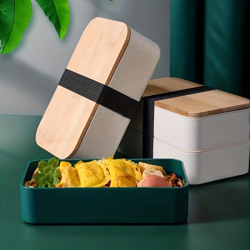 Bento Box Office Worker Double-Layer Large Capacity Divided Grid Plastic  Bamboo Lid Lunch Box - China Large Capacity Lunch Box and Bento Box with  Bamboo Lid price