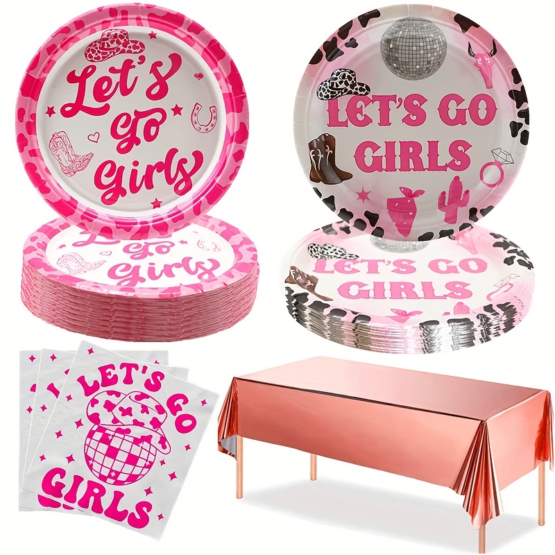 Let's Go Girls | Pink Cowboy Cowgirl Rodeo Hat Preppy Aesthetic  Bachelorette Party | HOWDY Y'ALL | White Background | Coasters (Set of 4)