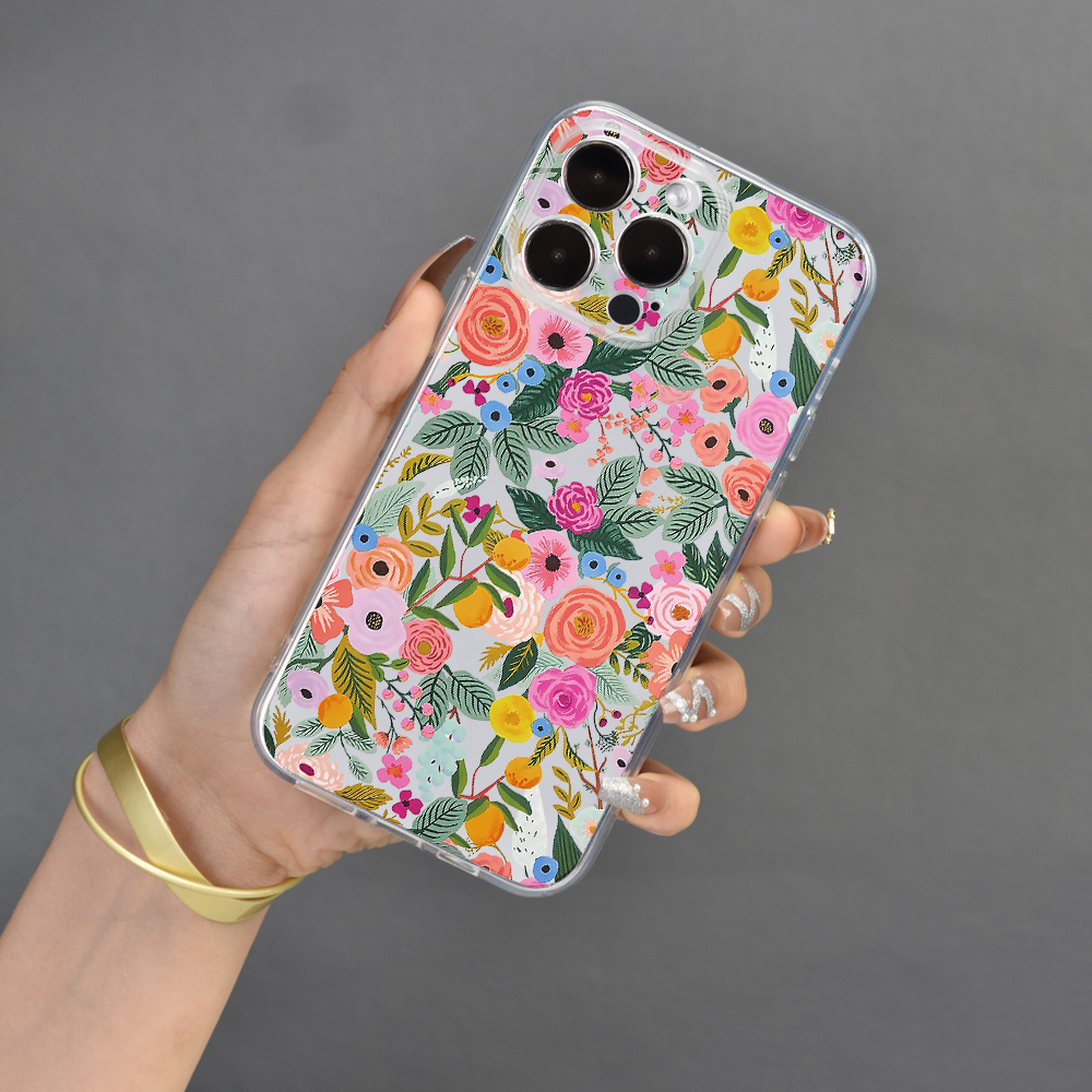 Funda compatible con iPhone 13, diseño floral transparente de color floral  para niñas y mujeres, TPU suave a prueba de golpes, protector femenino para