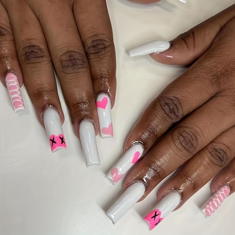 Pink & White Hello Kitty Louis Vuitton Press On Nails - Nail
