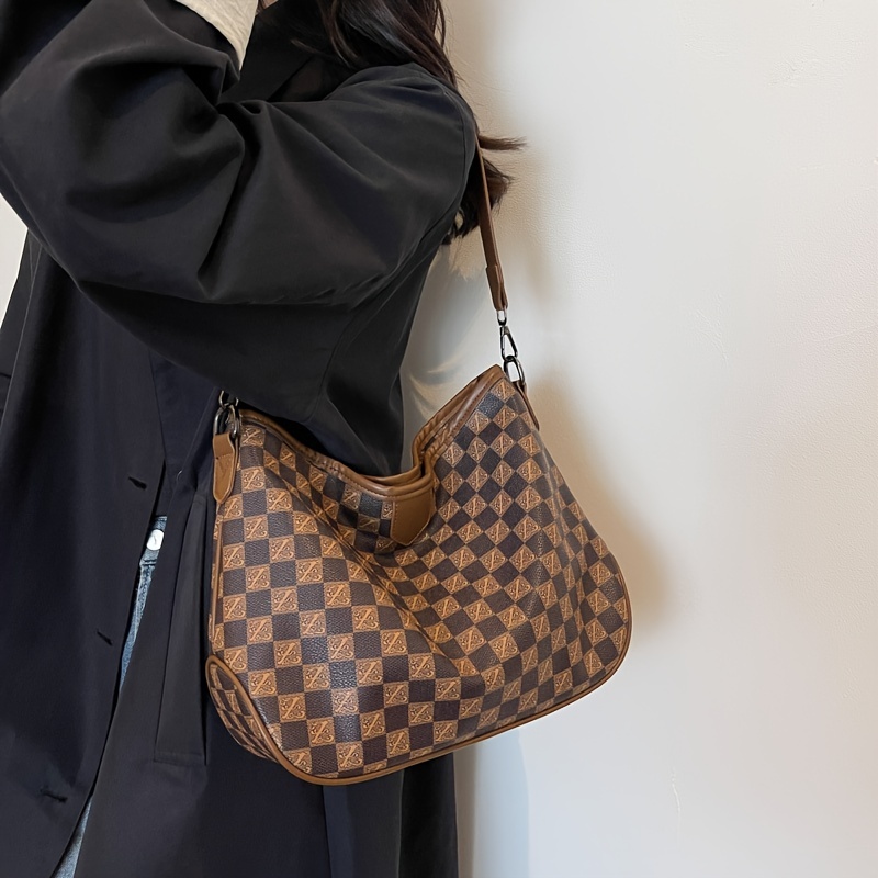 Trendy Plaid Women Shoulder Bag Fashion Chain Crossbody Bag Designer Handbag  Small Top Handle Bag