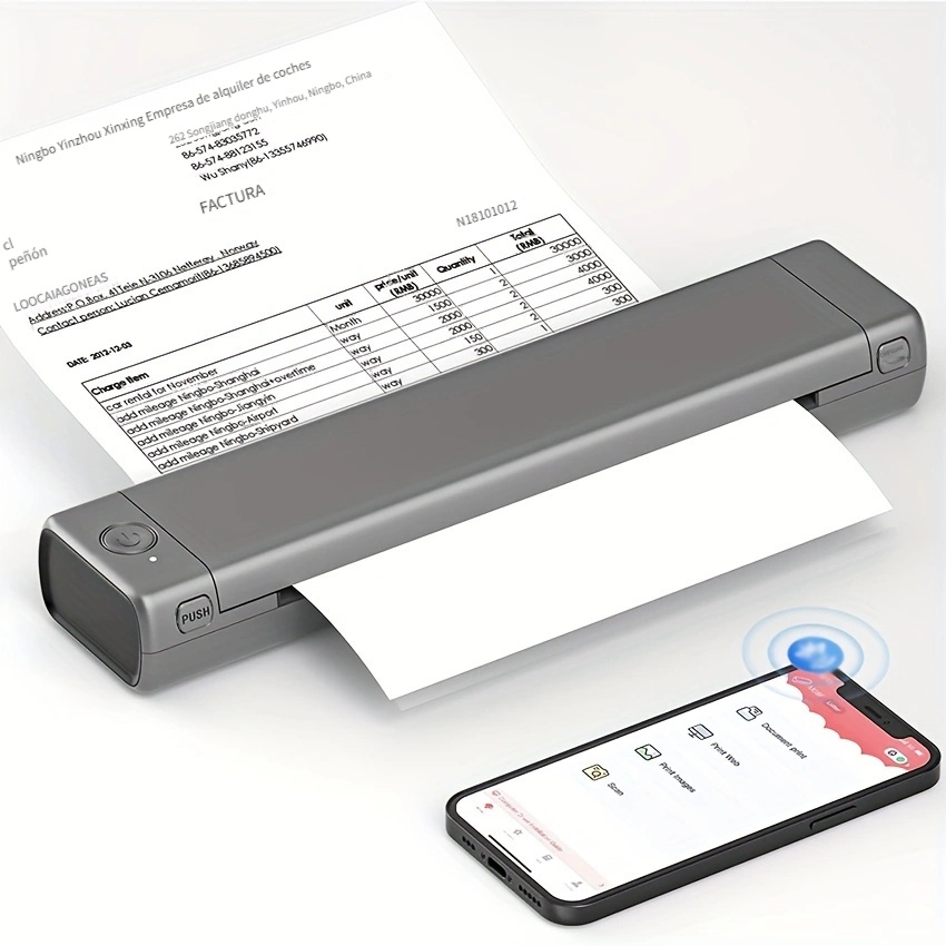  COLORWING Impresoras portátiles inalámbricas para viajes,  impresora térmica Bluetooth M08F, adecuada para oficina móvil, soporte de  papel térmico de 8.26 x 11.69 pulgadas, compatible con teléfonos :  Productos de Oficina