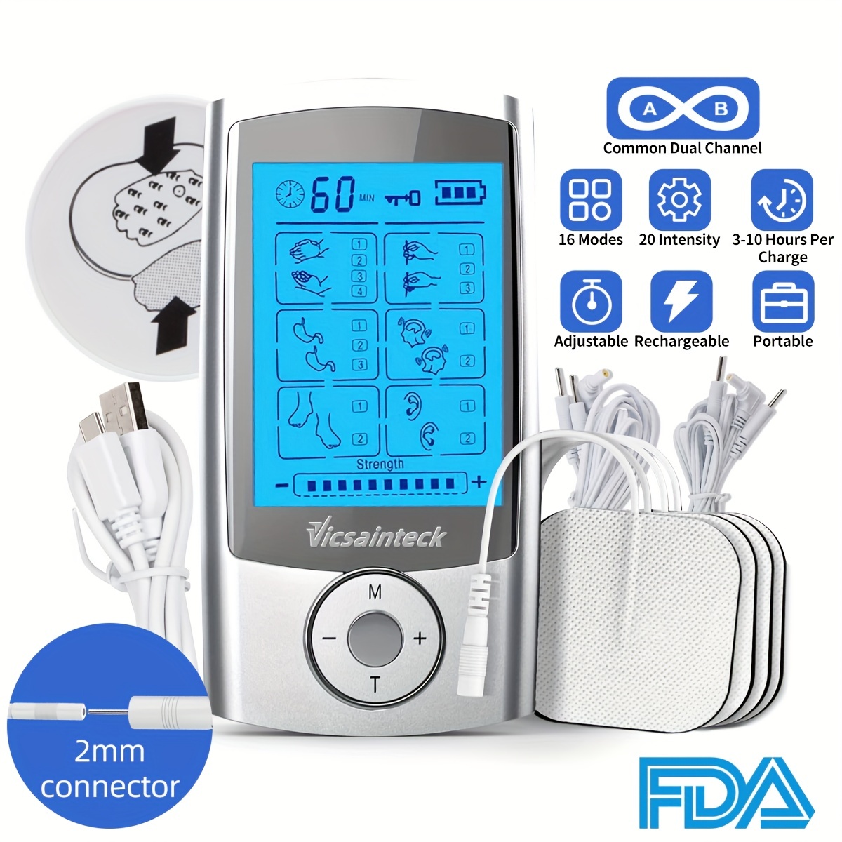 TENS Unit Electronic Pulse Massager for Electrotherapy Pain