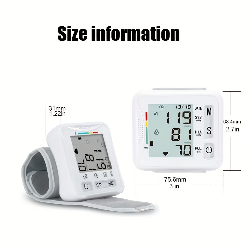 Blood Pressure Monitor Wrist Bp Monitor With Voice And Large - Temu