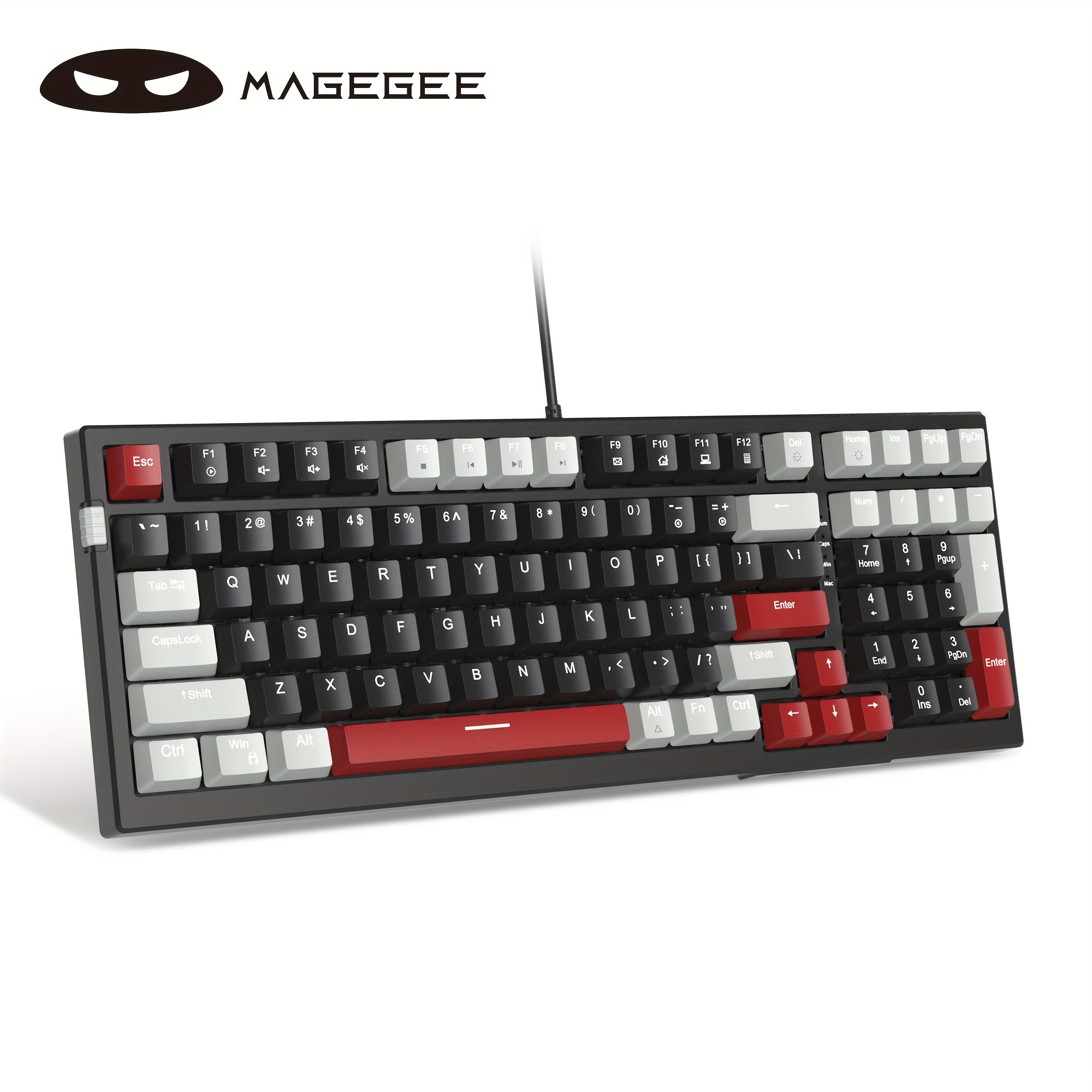 AJAZZ AK33 Mechanical Gaming Keyboard Wired,White Lighting Modes,82 Keys  100% Anti-Ghosting Mechanical Keyboard for Laptop, Windows,MAC, PC Games  and Work, White Keyboard(Red Switch) 