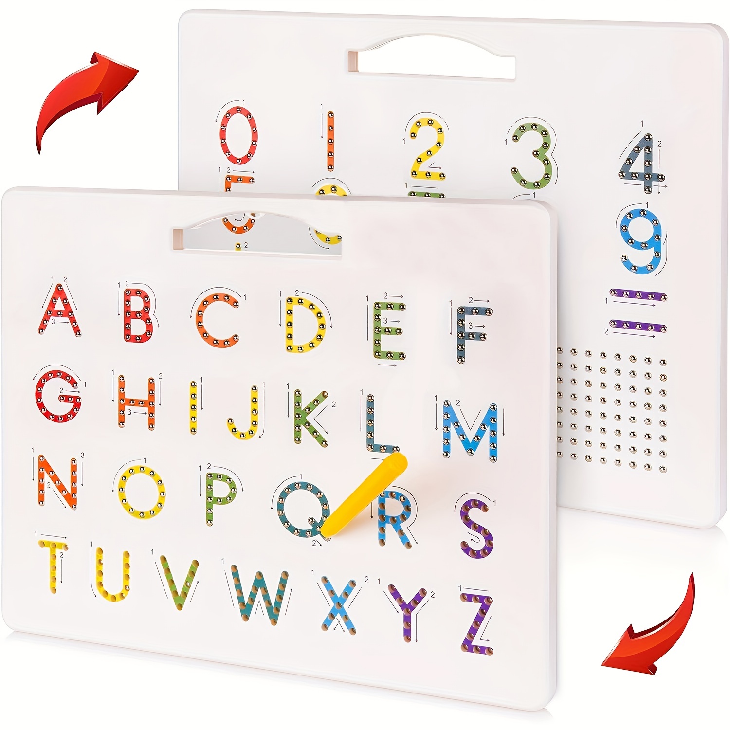 Coogam Wooden Letters Practicing Board, Double-Sided Alphabet Tracing Tool Learning to Write ABC Educational Toy Game Fine Motor Montessori Gift for