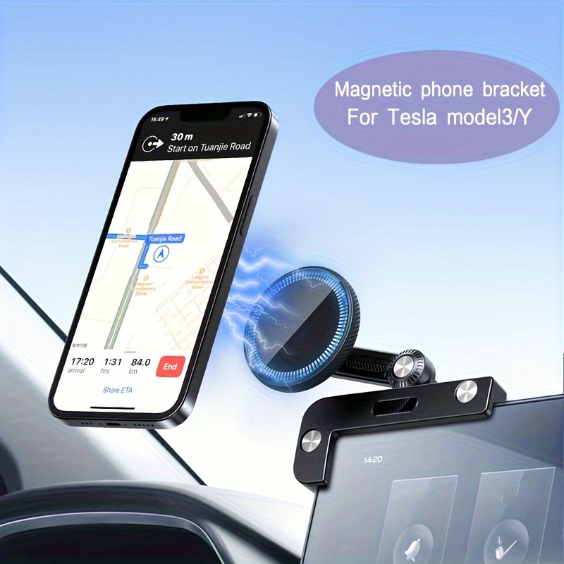 Topfit for Tesla Model 3/Y/S/X Car Phone Holder Mount Adjustable Magnetic  Phone Holder Car Screen Side Phone Support Frame（Wireless Charging） - Topfit