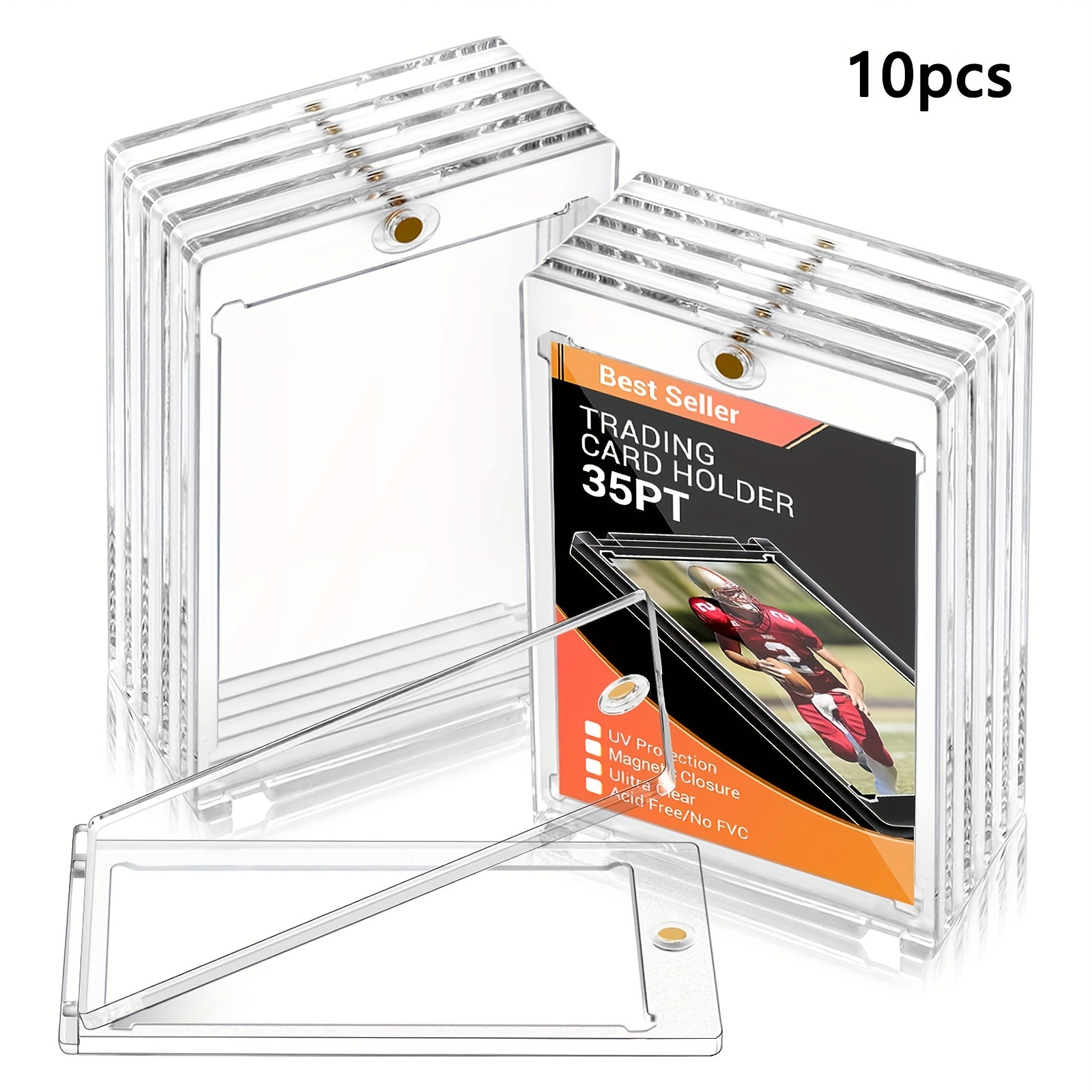 Trading Card Frame Holder Stand Display - 4 Card Slots Clear Acrylic UV  Filtering Screwdown