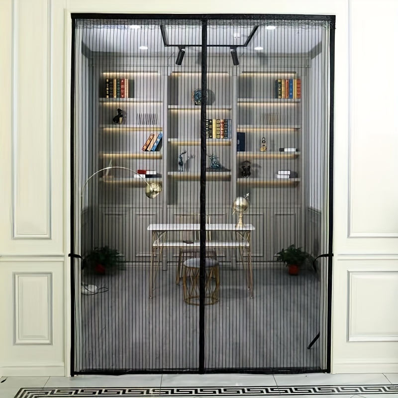 Malla para puerta mosquitera con imán para puertas mosquiteras magnéticas,  color negro, se adapta a puertas de hasta 34 x 82 pulgadas, tamaño real de