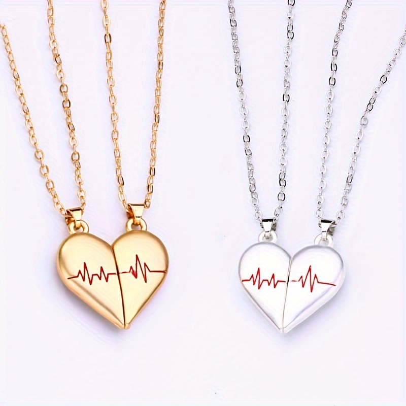 Magnetic Love Heart Couple Necklace For Lovers Gothic Punk - Temu