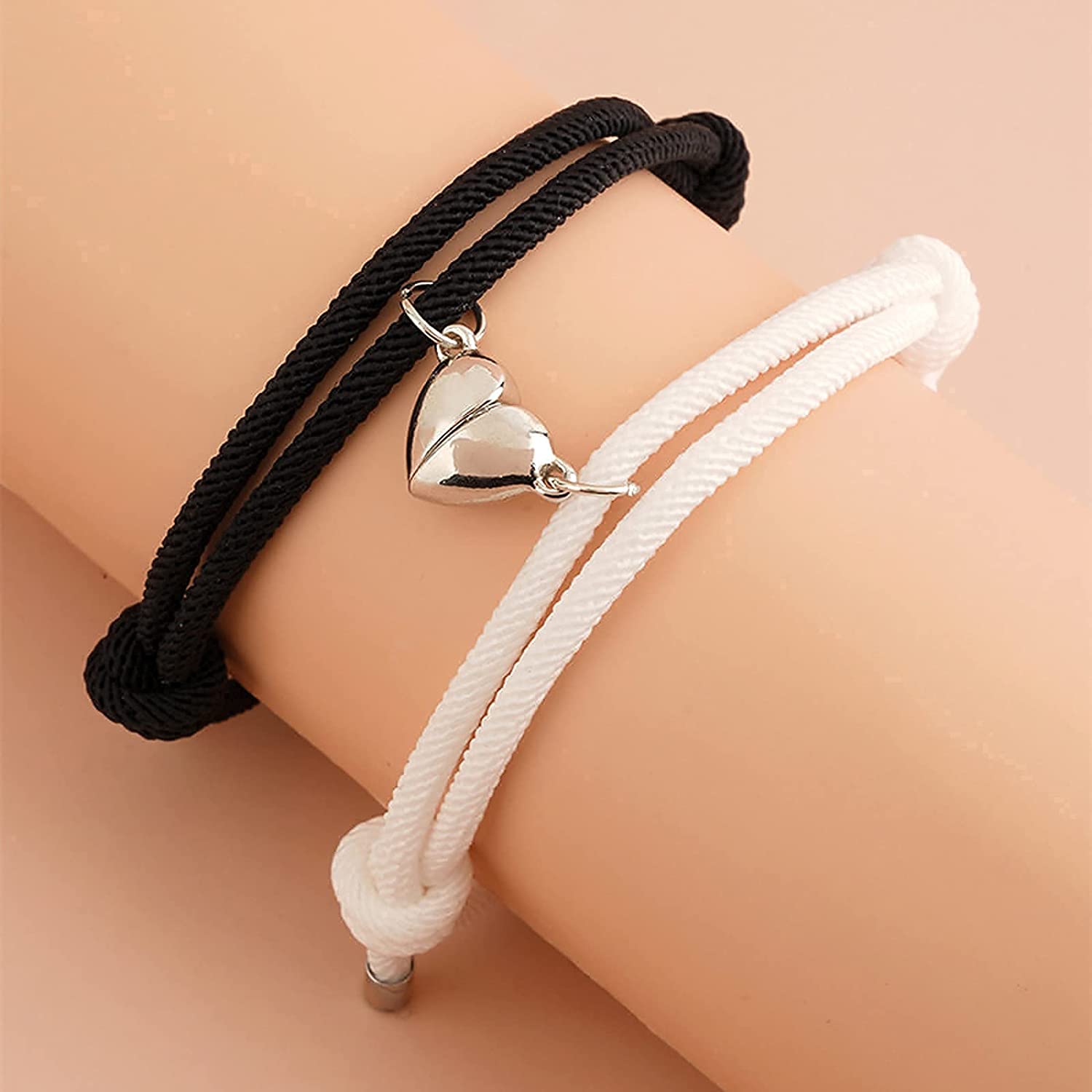 2Pcs Heart Couple Bracelet Set Magnetic Love Matching Magnet Relationship  Rope