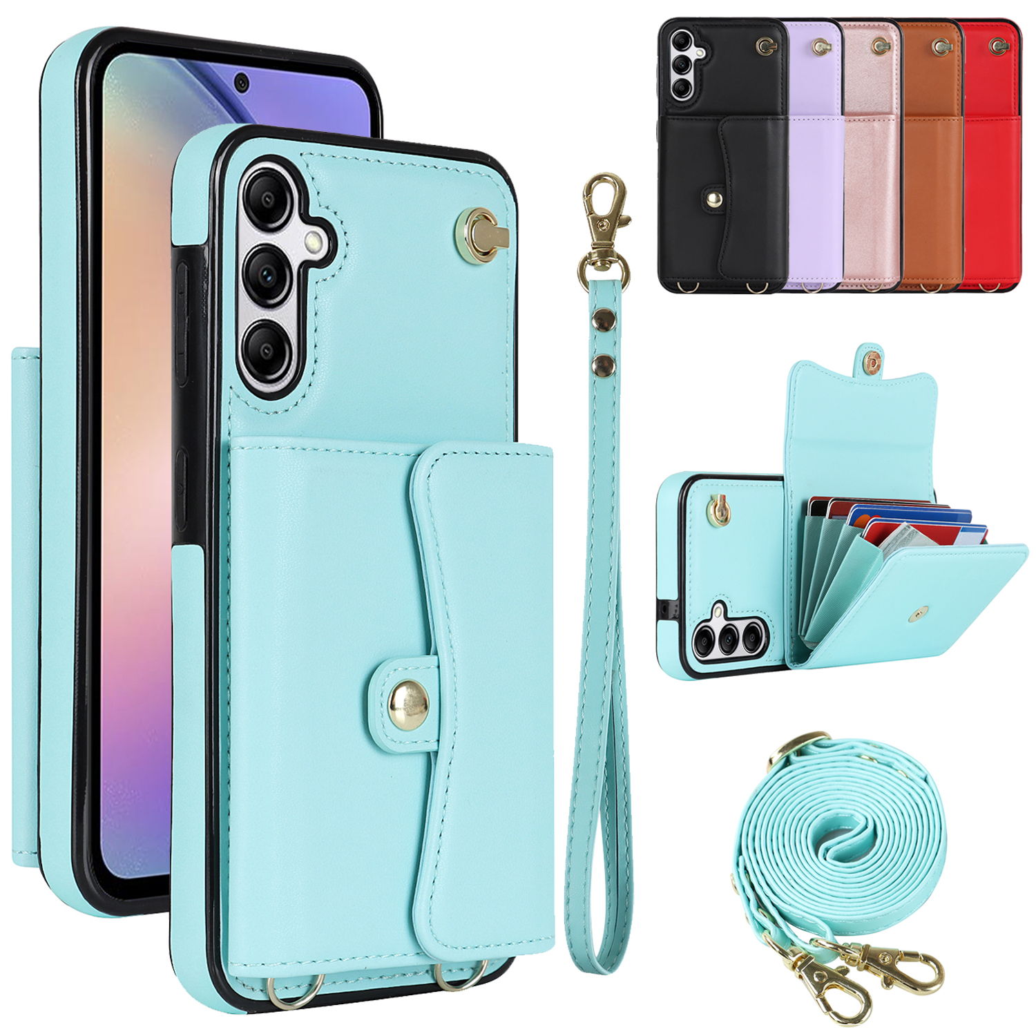 ELEHOLD Back Wallet Case for Samsung Galaxy A14 5G Flip Card Slots Magnetic  Clasp Slim Shockproof Heavy Duty Works with Magnetic Car Mount for Samsung  A14 5G, Rosegold 