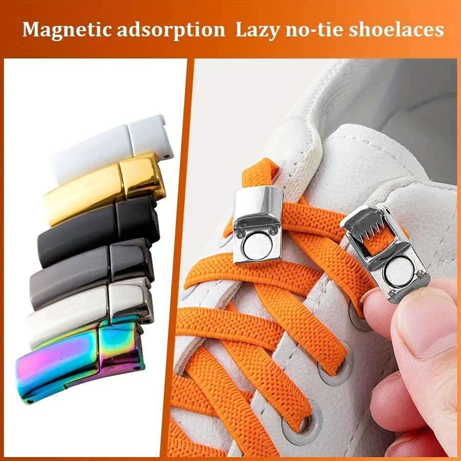 1pair Rhinestone Buckle Elastic No Tie Shoe Laces, Pearl Pink And Rainbow  Color, Suitable For Sneakers And Sports Shoes