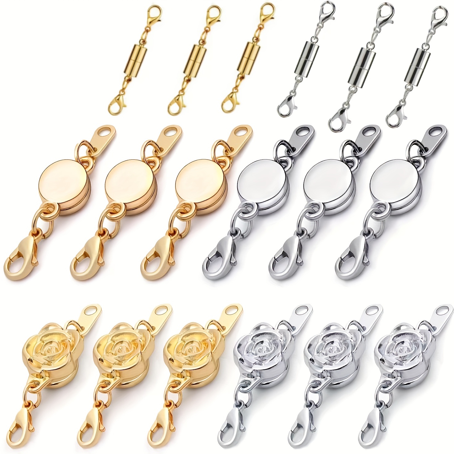 Magnetic Clasps for Jewelry Making, 10PCS Gold & Silver Lobster Clasp for  DIY Necklace Bracelet Anklet Chains Bracelet,Strong Magnetic Necklace  Clasps