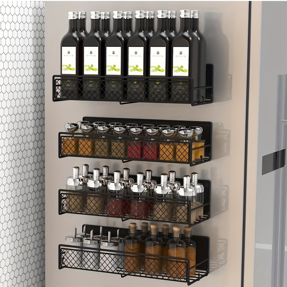Estante magnético para refrigerador, paquete de 2 organizadores magnéticos  para especias, organizador de especias para frascos de especias, – Yaxa  Colombia