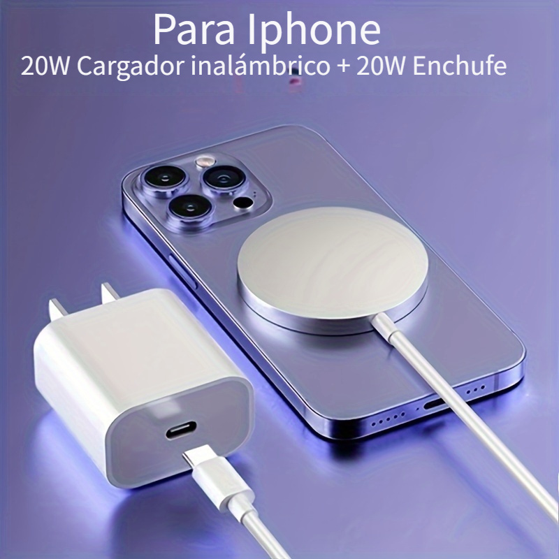 Paquete de 2 cargadores inalámbricos rápidos de 15 W para iPhone y AirPods,  almohadilla de carga magnética compatible con Apple MagSafe y cable de