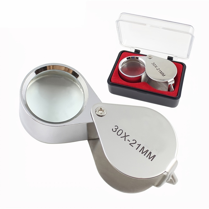 30X Loupe Magnifier with 6 Light,Desktop Portable Metal Magnifier Folding  Scale Sewing Magnifing Glass for Textile Optical Jewelry Tool Coins  Currency