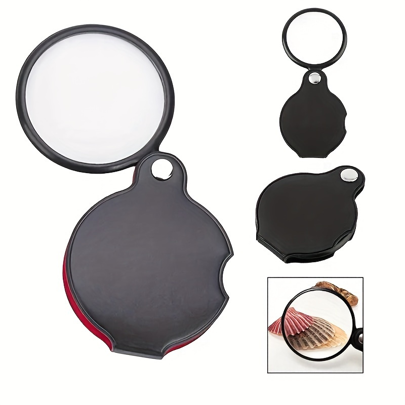 2pcs 10x Small Pocket Magnify Glass Premium Folding Mini Magnifying Glass  with Rotating Protective Leather Sheath, Apply to Reading, Science,  Jewelry, Hobbies, Books 