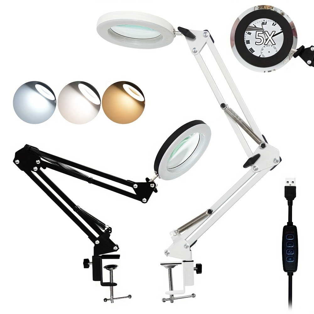 1pc Rechargeable Table Shaped Magnifying Glass With Light, Which Can Be  Worn By Standing On The Table Or Hanging Around The Neck