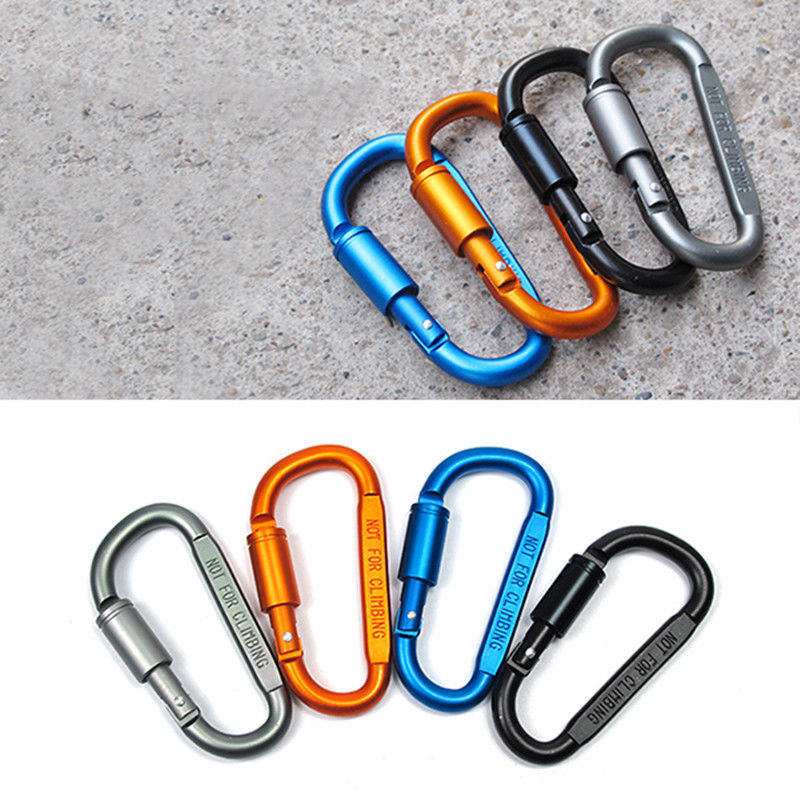 10Pcs Black Plastic Nylon D Carabiner Outdoor Spring Snap Clip Water Bottle  Hooks Keychain Climbing Camping Hiking Accessories