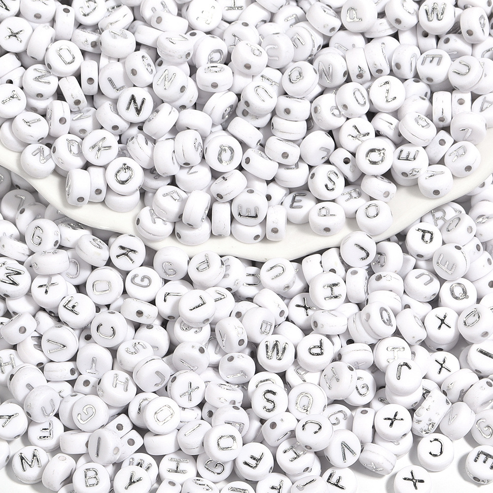 100pcs Square-shaped Retro Silver Letter Beads Diy For Bracelet, Necklace  And Phone Chain