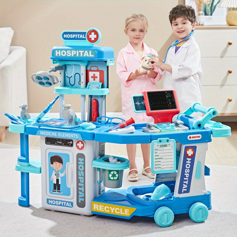 Liberry Kit médico para niños pequeños de 3, 4, 5 años, 30 piezas de  juguete médico con estetoscopio, disfraz, regalo médico verde para niñas y  niños
