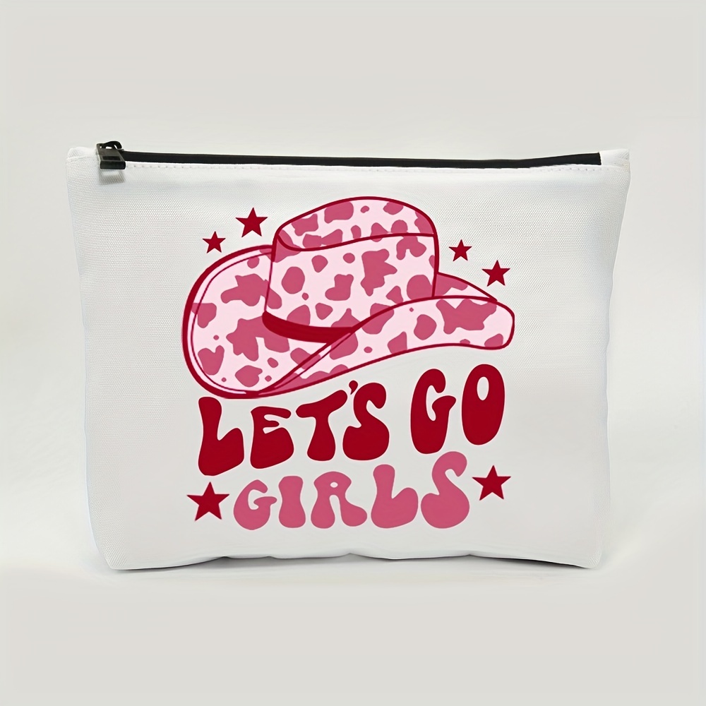 Let's Go Girls | Pink Cowboy Cowgirl Rodeo Hat Preppy Aesthetic  Bachelorette Party | HOWDY Y'ALL | White Background | Zipper Pouch