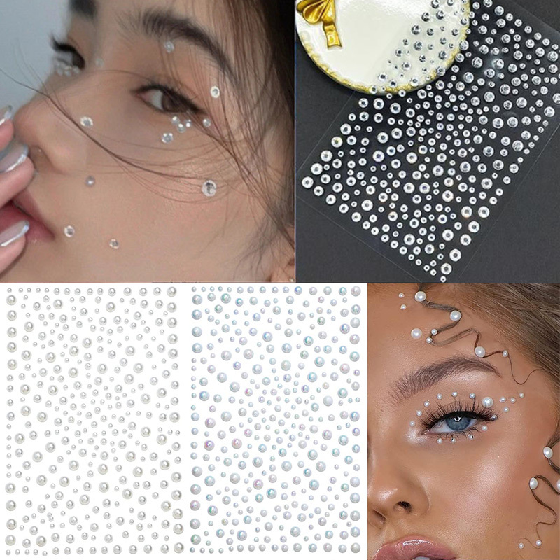  cobee 330 Pcs Face Gems Stick On, Face Jewels Stickers with  Tweezer Makeup Face Rhinestones Pearl Rhinestones Crystal Stickers Stick On  Pearls Hair Gems for Face Eyes Hair Body Makeup(Colorful) 