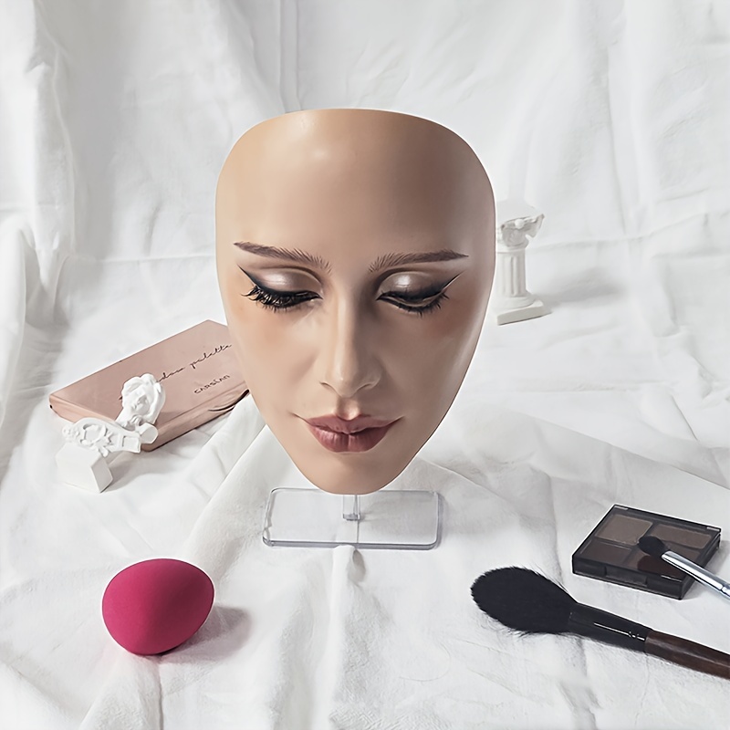 Reusable Makeup Practice Face Mannequin Head Doll Flat Head Washable 5D  Silicone 