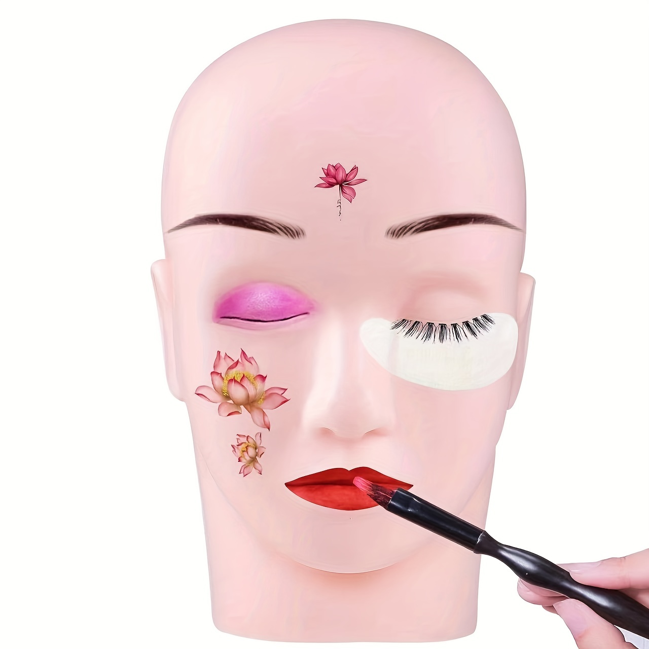 Buy Makeup Mannequin Head for Practice Silicone Cosmetology Training Doll  with Hole Face Eyelashes, Eye shadow, Blush Head Massage Practice Model  Online at desertcartOMAN