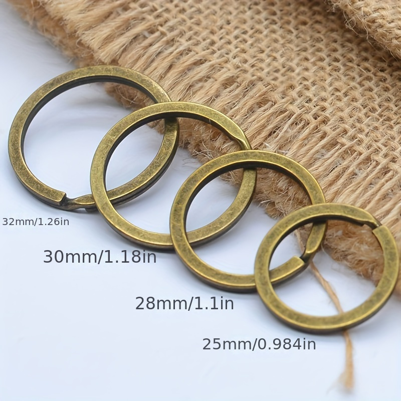 Gold Key Rings Flat 15-35mm Keyring Split Ring Double Loop Tag Chain