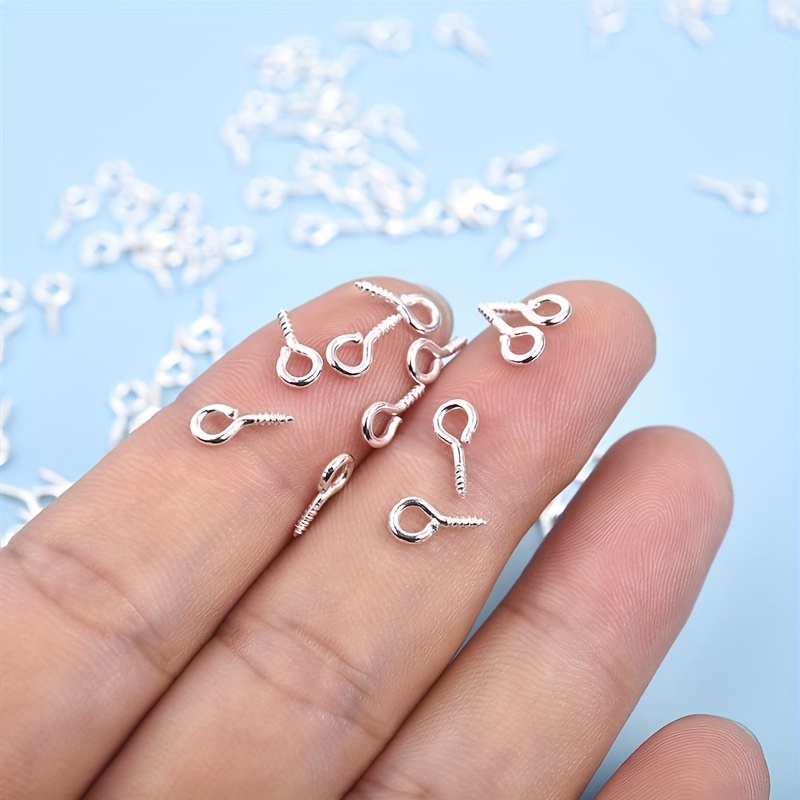 50pcs Rose Gold Mini Screw Eye Pins Hooks Eyelets Screw Threaded Pin 