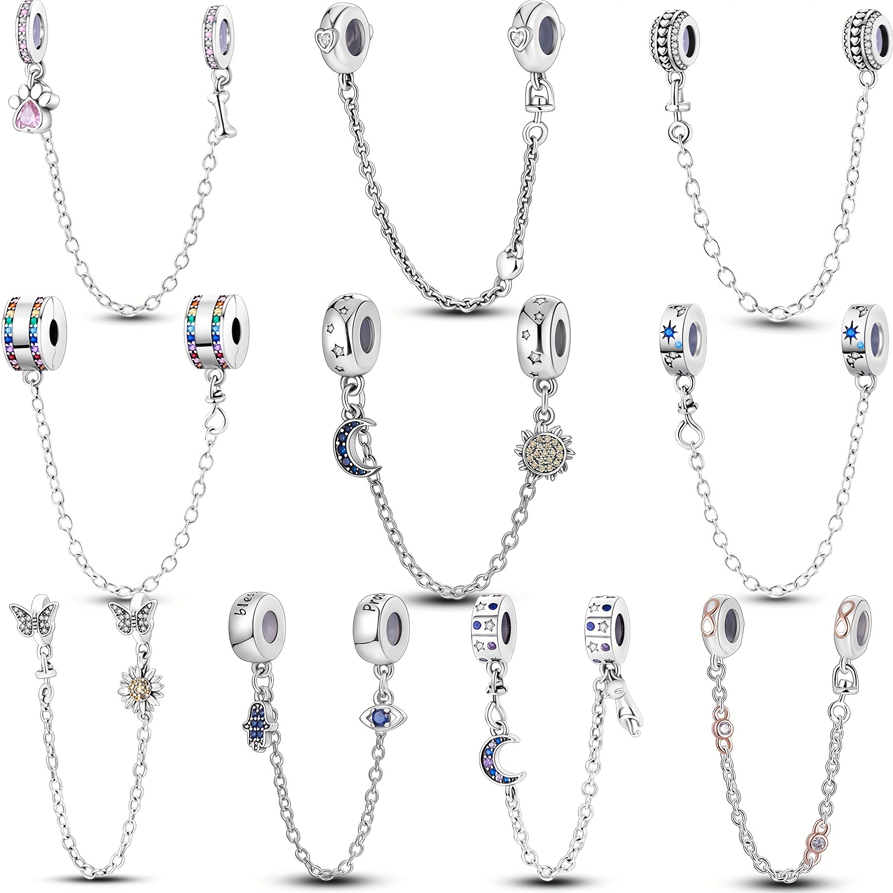 Colors Enamel Disney Princess Dress Charms Bracelet Women Clear Crystal  Crown Pendant Purple Pink Glass Beads for Jewelry Making