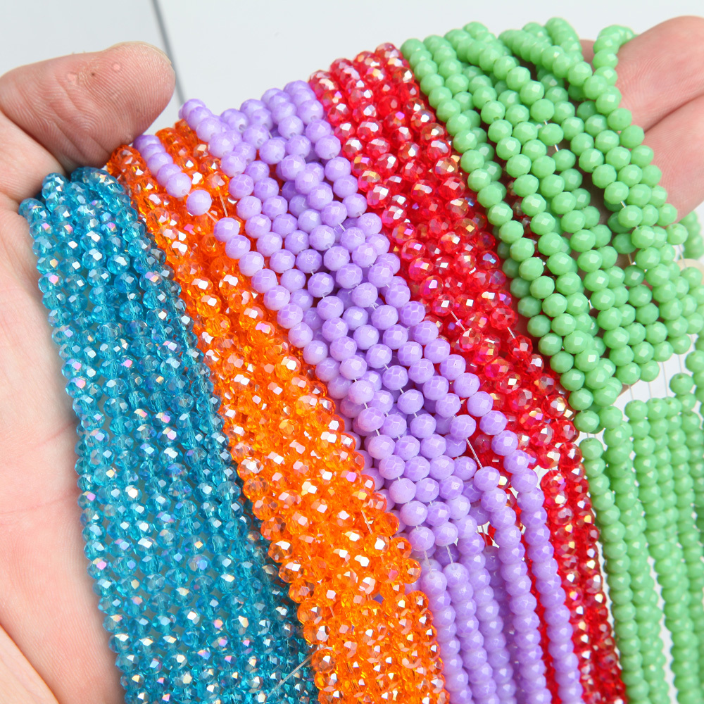 Flat Bead Colors Mixed Crystal Glass Beads Diy Jewelry - Temu