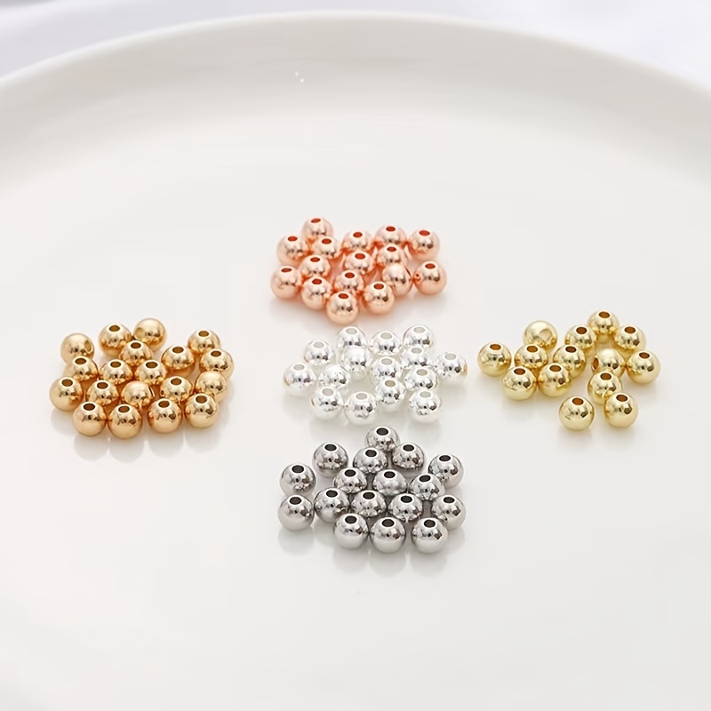 3820pcs Spacer Beads For Jewelry Making In 6 Styles, Round Beads Flat Beads  Cube Beads Bracelet Rhinestone Spacers Beads For DIY Crafting(Golden, Silv