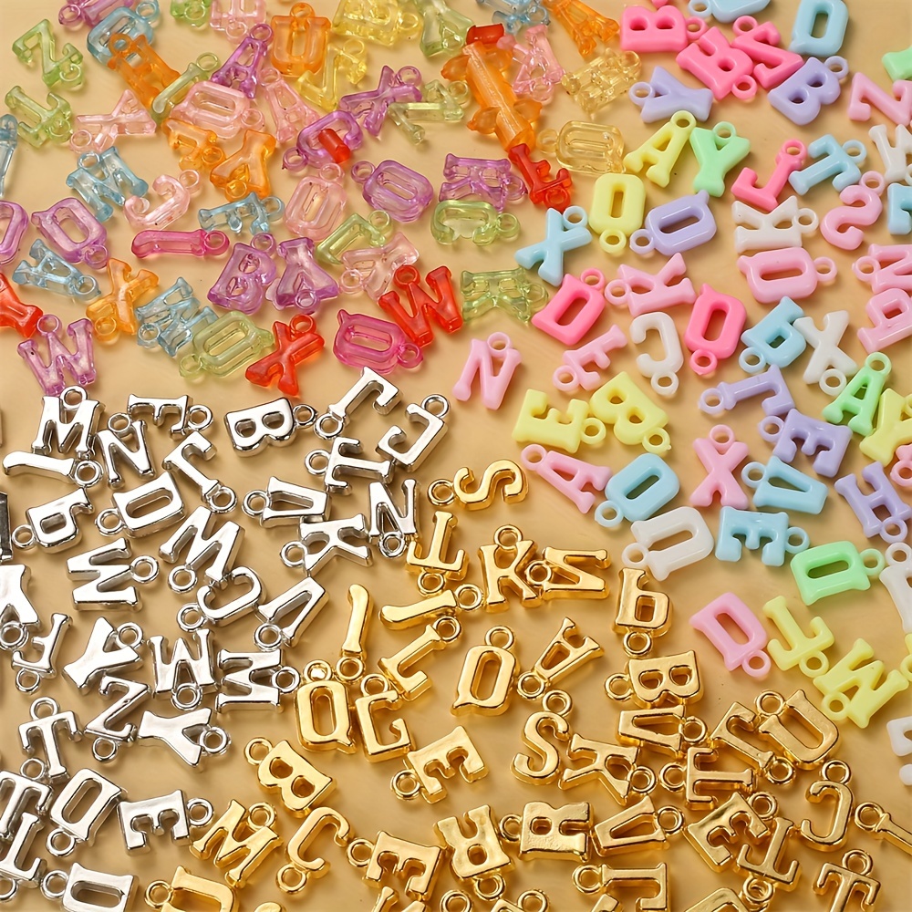 150PCS/set Colorful Acrylic Small Letter Golden Alphabet Beads For Jewelry  Making