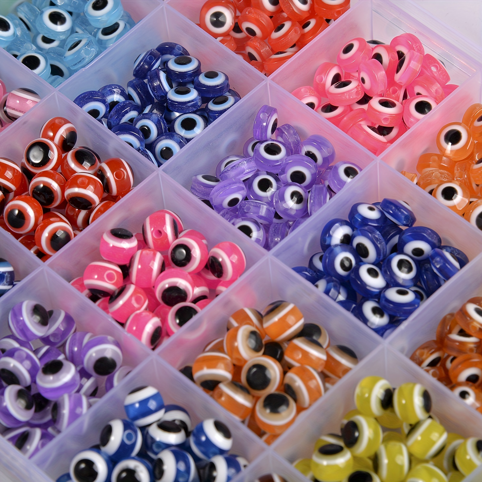 450 Pieces Evil Eye Beads DIY Crafts Evil Eye Charms with Storage Box for  DIY Jewelry Bracelet Earring Necklace Craft Making, 15 