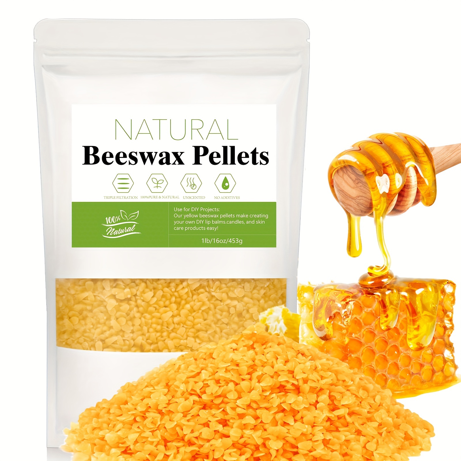 Organic Yellow Beeswax Pellets 22lb, Pure, Natural, Cosmetic Grade