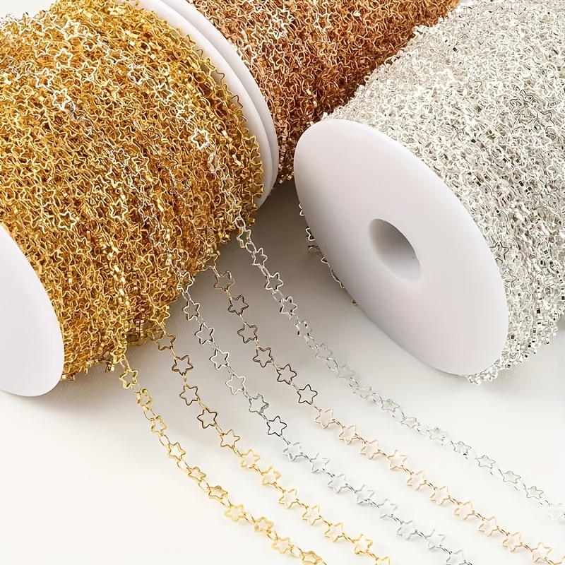 60ft Necklace Chains for Jewelry Making Supplies, Cable Link Chain Rolls  for Necklaces Earrings Bracelets DIY Crafts Findings, 6-Color 2mm Gold  Silver Copper Plated Metal Jewelry Making Kit Bulk 