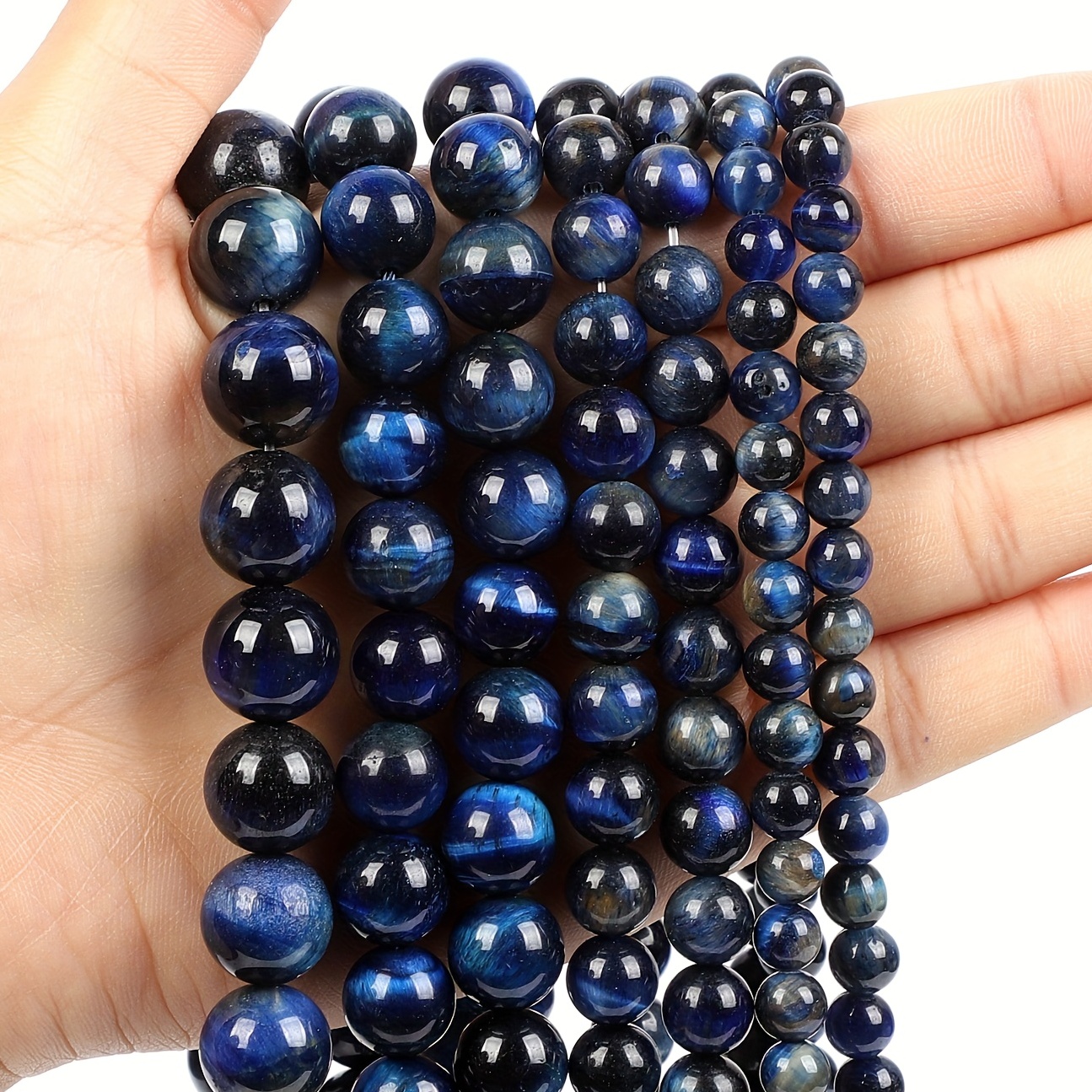 Natural Gorgeous Round Galaxy Tiger Eye Stone Beads For - Temu